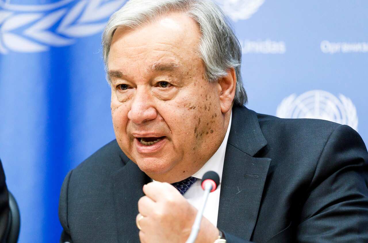 United Nations Secretary-General Antonio Guterres during a press conference ahead of this year's General Assembly of the United Nations 