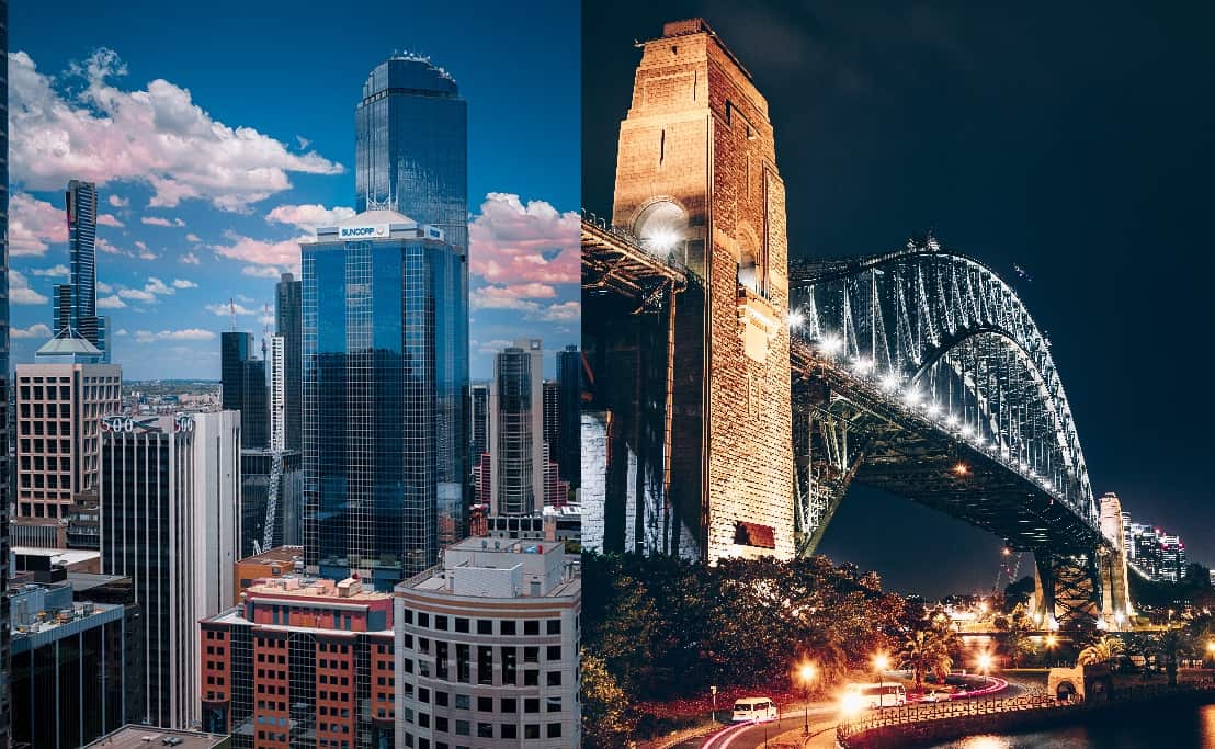 L: Melbourne, Sydney