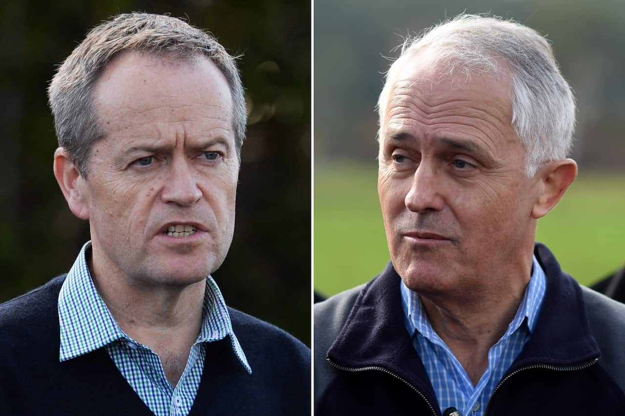 Bill Shorten, left, and Malcolm Turnbull on campaign trail .