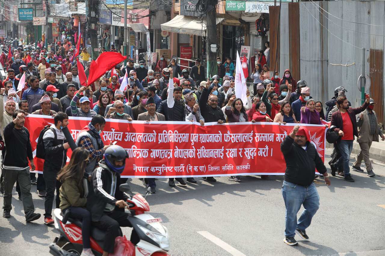 people gather at pokhara after supreme court decision to reject the decision to dissolve legislature