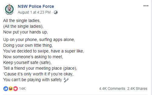 NSW Police faces criticism over sexist post