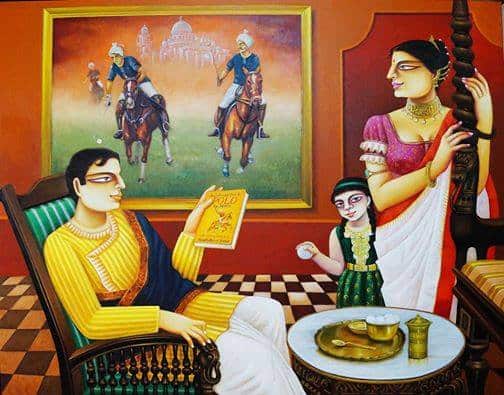 Painting of Polo By Gautam Mukhejee, commissioned by Haldars