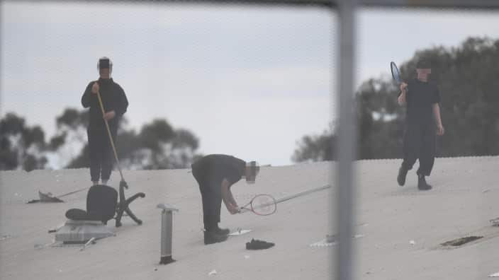 Detainees are seen during a riot at the Frank Baxter Juvenile Justice Centre, Kariong, NSW