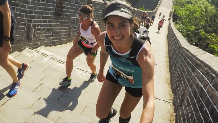 Raquel Holgado en el Maratón de la Gran Muralla China.