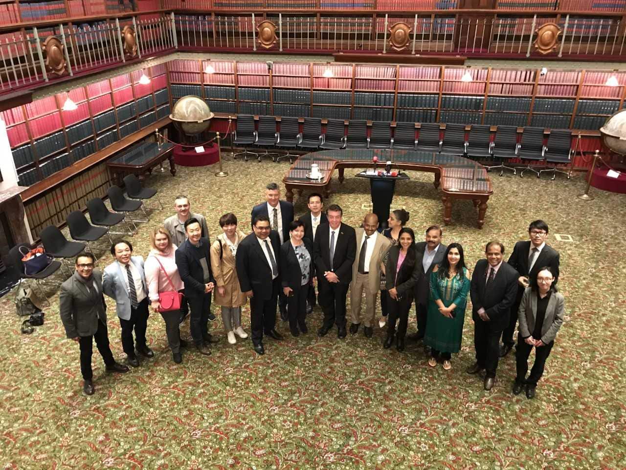 Minister Ray Williams with multicultural media at NSW Parliament House