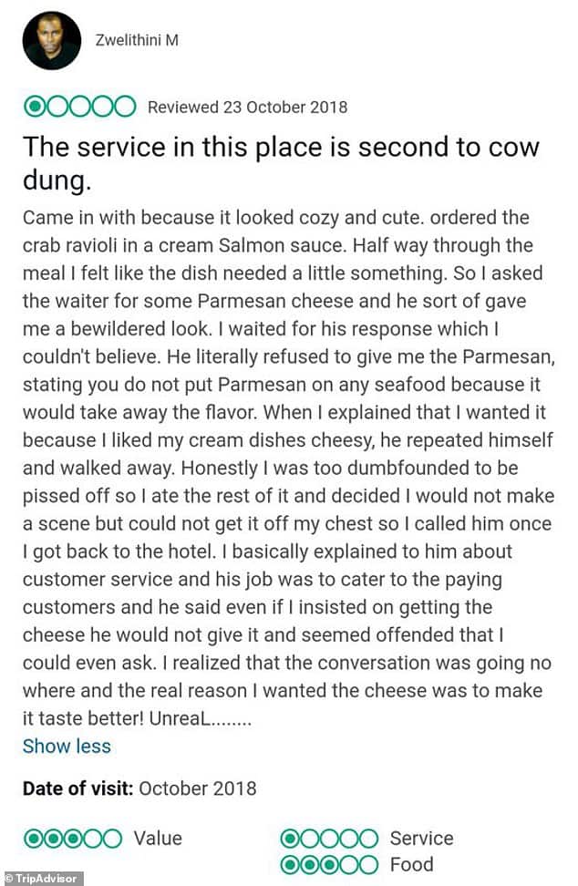 Trip Advisor review