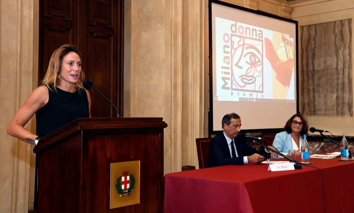 Regina Baresi nelle vesti di madrina del secondo 'Premio Milano Donna' che si è svolto a Palazzo Marino alla presenza del Sindaco Beppe Sala