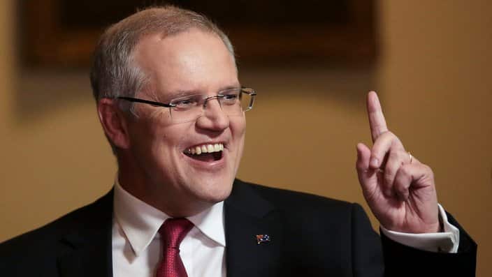 Scott Morrison Tours The Press Lockup before Delivering Australian Federal Budget In Canberra