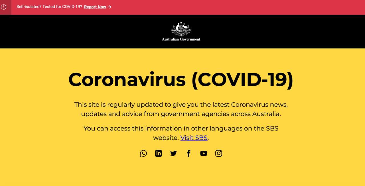 Australia government website corona virus