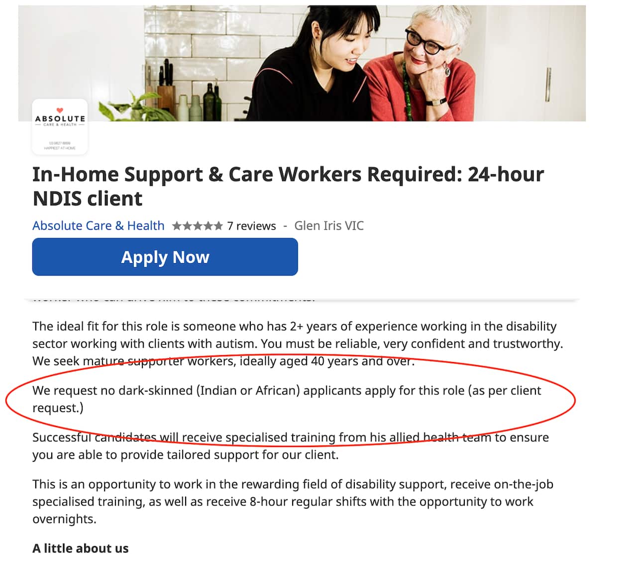 Job ad withdrawn after being called out discriminatory