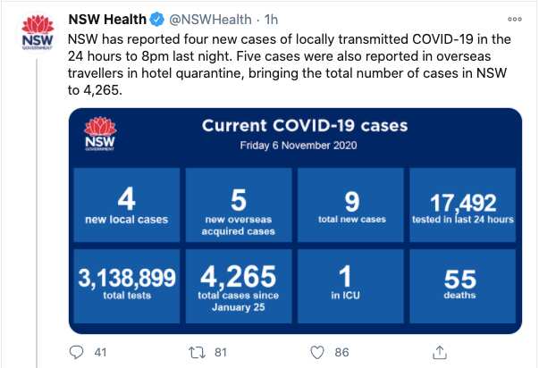 NSW Health Confirm case on 06 Nov