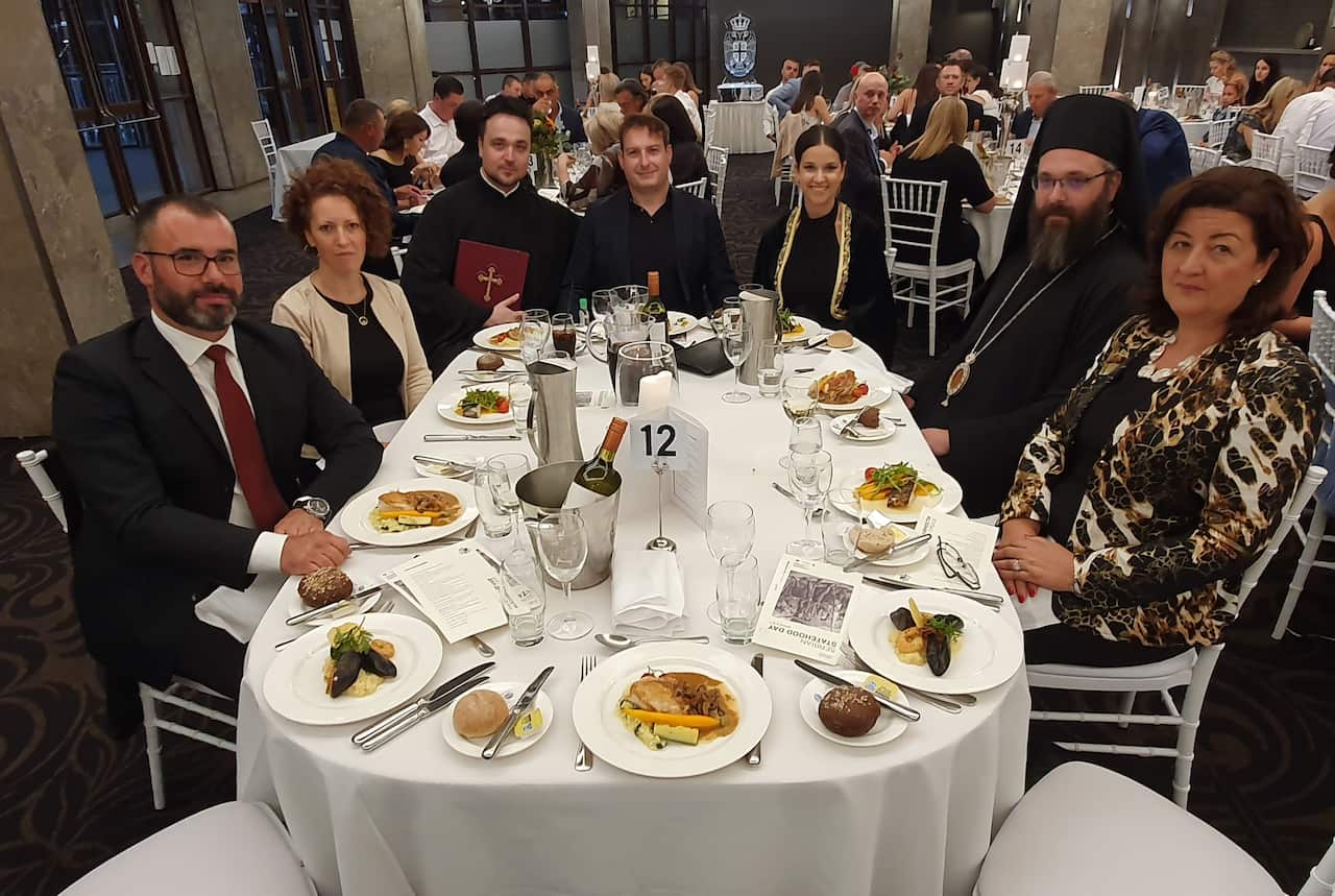 Ivana Isidorovic, Deputy Chief of Mission of the Serbian Embassy (2nd left), His Grace Bishop Siluan (2nd right), and Zorica Zirojevic, First Counsellor of the Embassy of Bosnia and Herzegovina