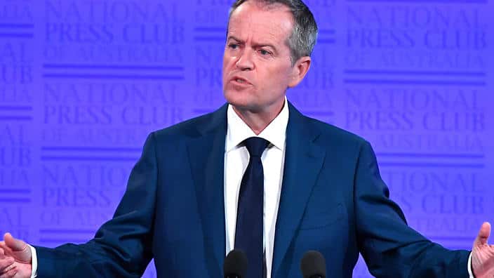 Leader of the Opposition Bill Shorten at the National Press Club in Canberra, Tuesday, Jan. 31, 2017. (AAP Image/Mick Tsikas) NO ARCHIVING
