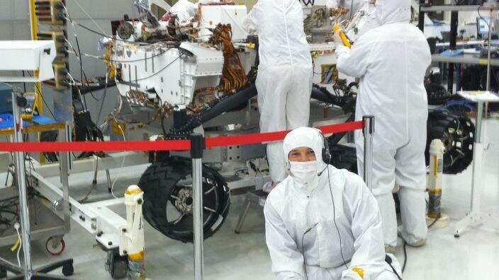 Chris Roumeliotis at the lab where Curiosity rover was created