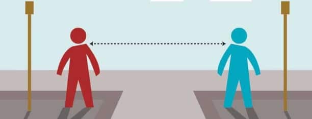 社交隔離保持1。5米距離