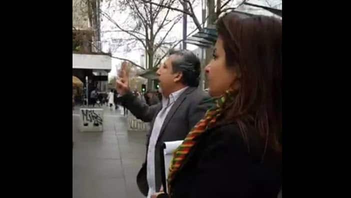 Khaled Azizi and Soheyla Majedi at Melbourne Kurdish community protest