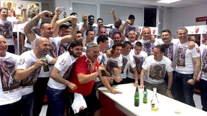 Red Star players celebrate 27th Champions title in Serbian Superleague