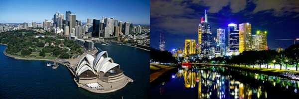 Melbourne and Sydney