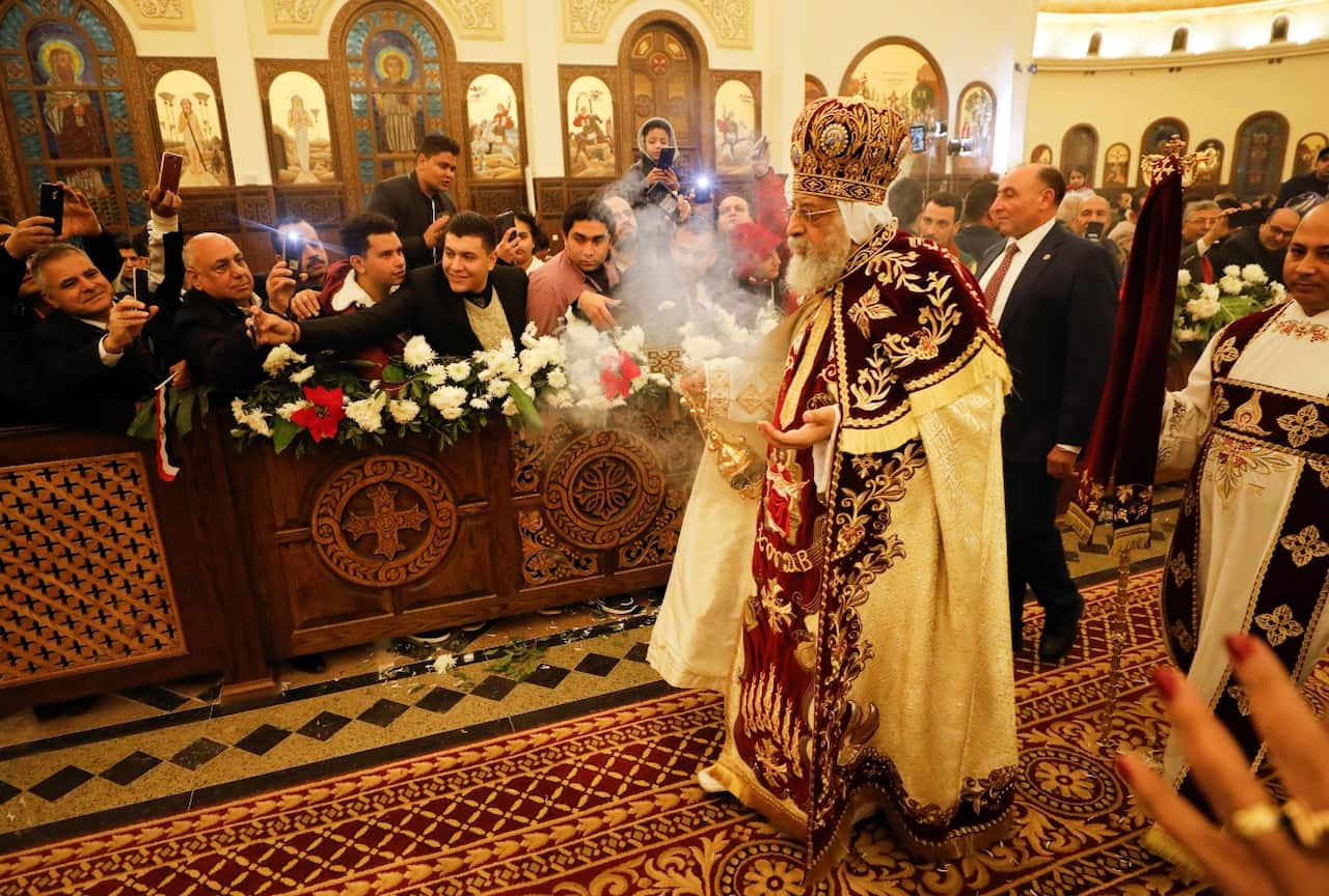 Pope Tawadros II of Alexandria leads Egypt's Coptic Christmas eve Mass in Cairo, Egypt, 06 January 2020.