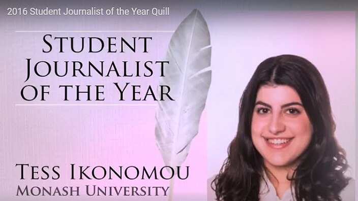 Tess Ikonomou, Melbourne Press Club's "Student Journalist of the 2016"