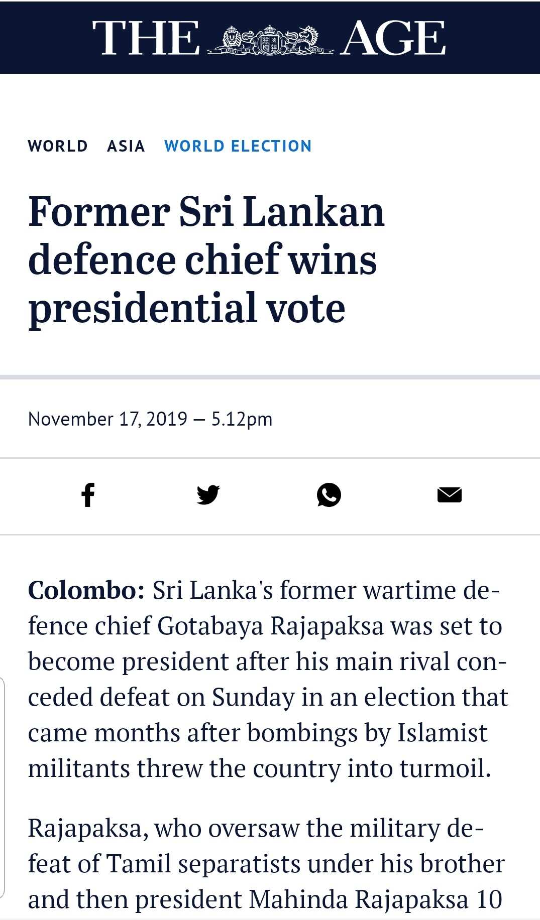 Gotabhaya officially declared as the seventh executive president of Sri Lanka.