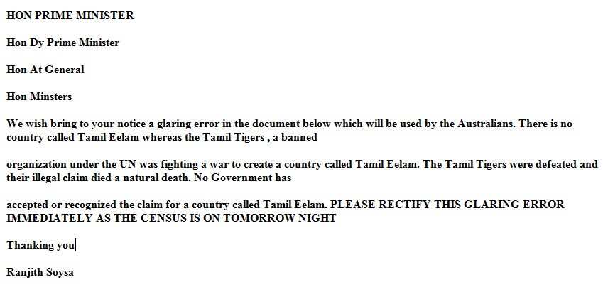 Sri Lankan Request Letter