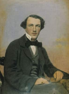 Coloured photographic portrait of 19th-century Australian sportsman Tom Wills.