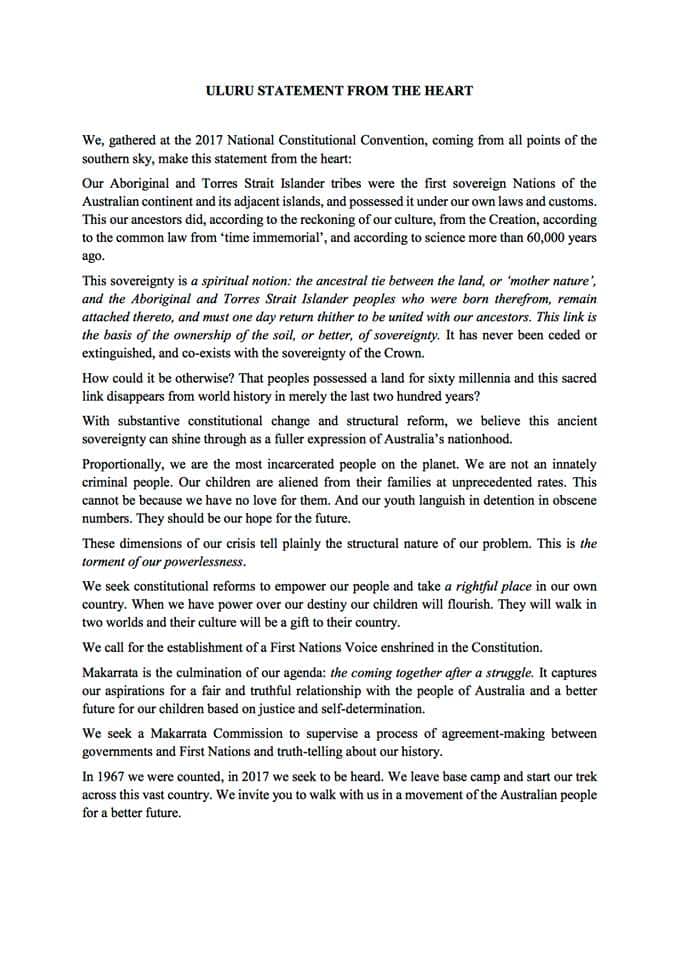 The Uluru Statement of the Heart