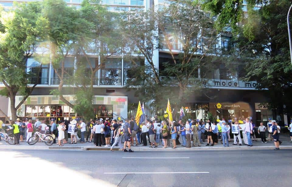 Protesters rally outside 'offensive' New Farm Uncle Ho restaurant