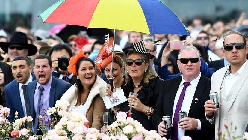 Spectators watching Melbourne cup
