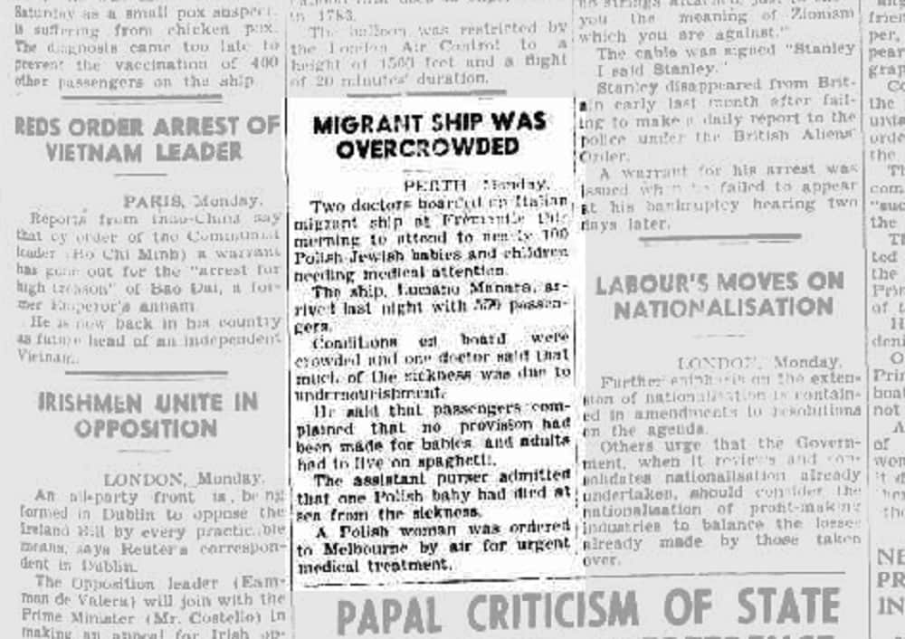 70th anniversary of Luciana Manara docking in Sydney