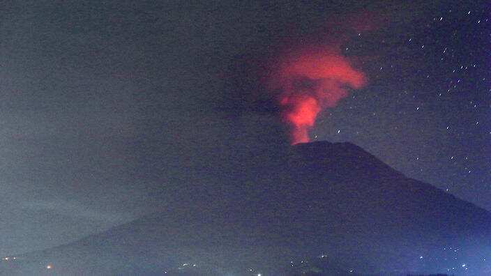 Indonesia’s Mount Agung volcano on island of Bali erupted for a second time in less than a week on Saturday evening