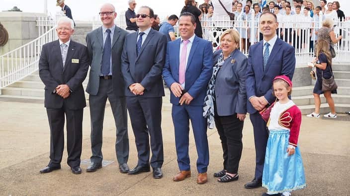 Officials at the celebrations for the Greek National Day in Perth, Western Australia