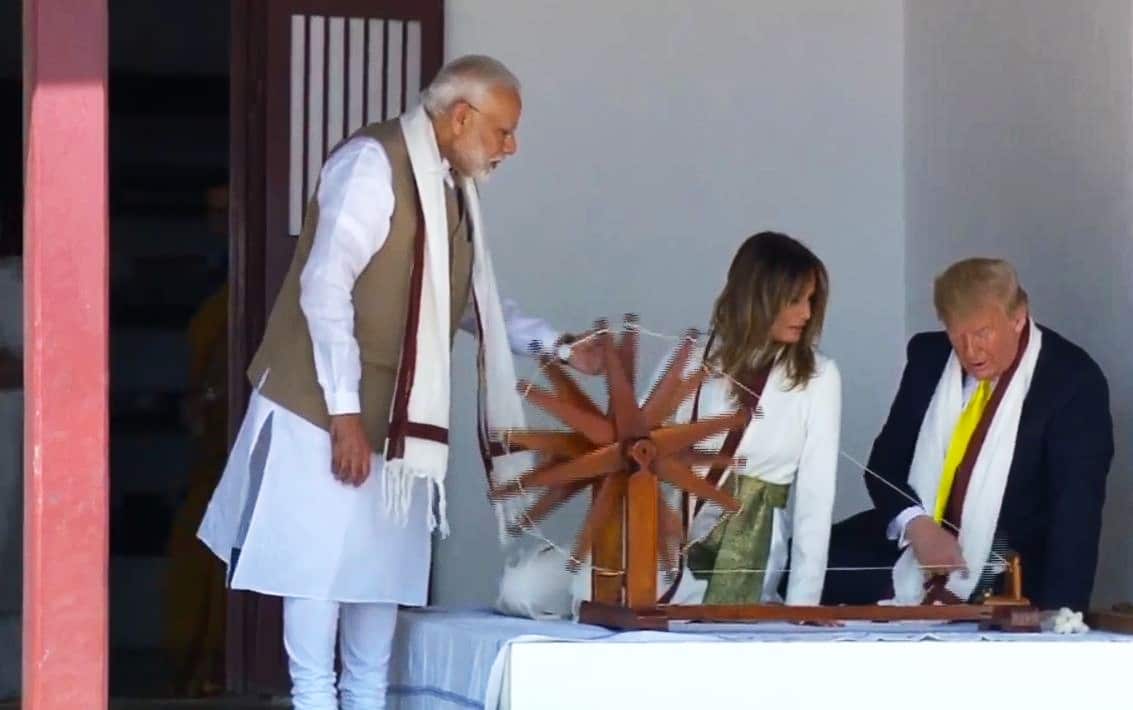 Trump visited Gandhi Ashram in Ahmedabad.