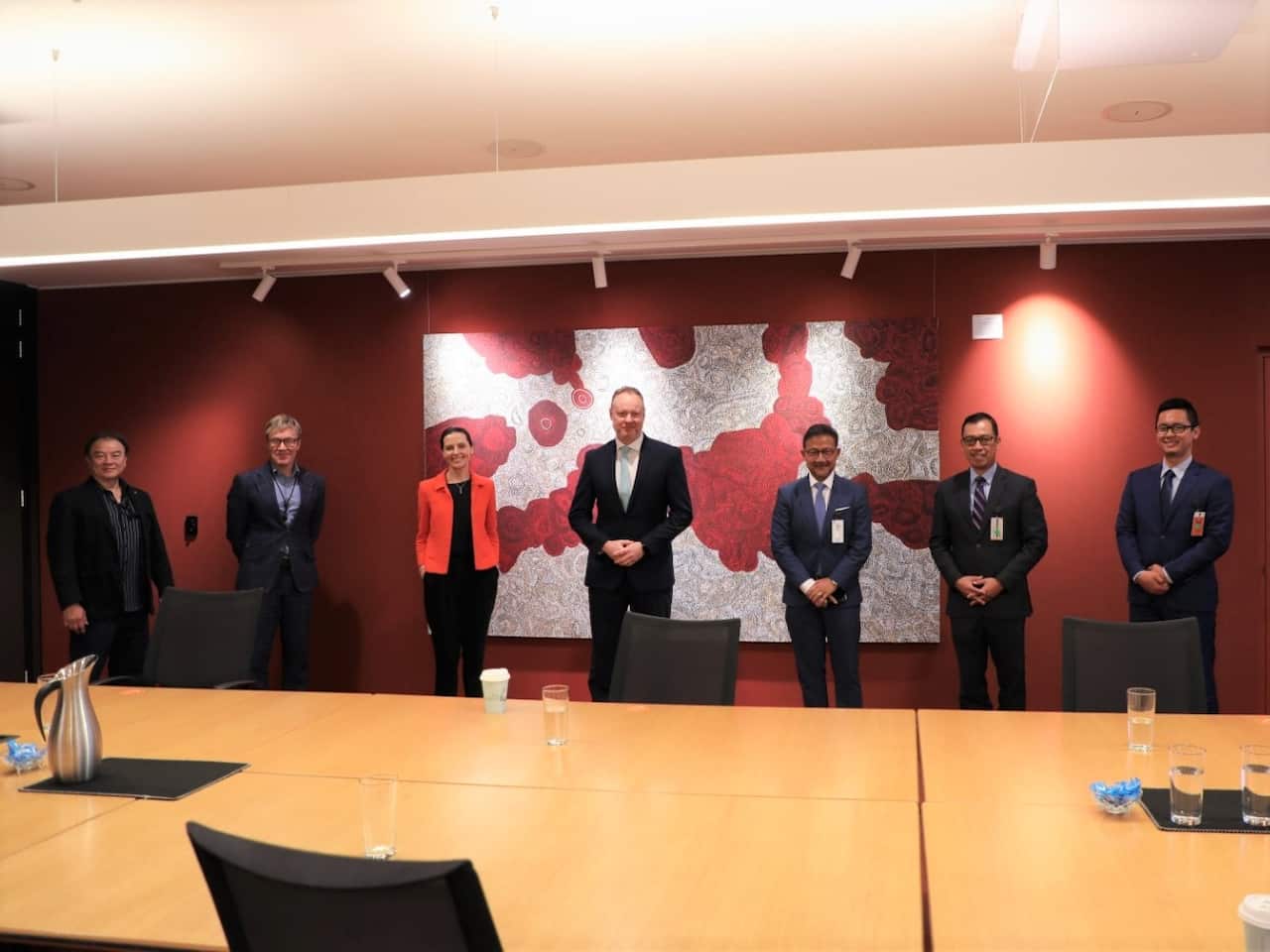 Indonesian Ambassador for Australia, HE Kristiarto Legowo (middle) , Consul General NSW, Mr Heru Subolo at SBS Office