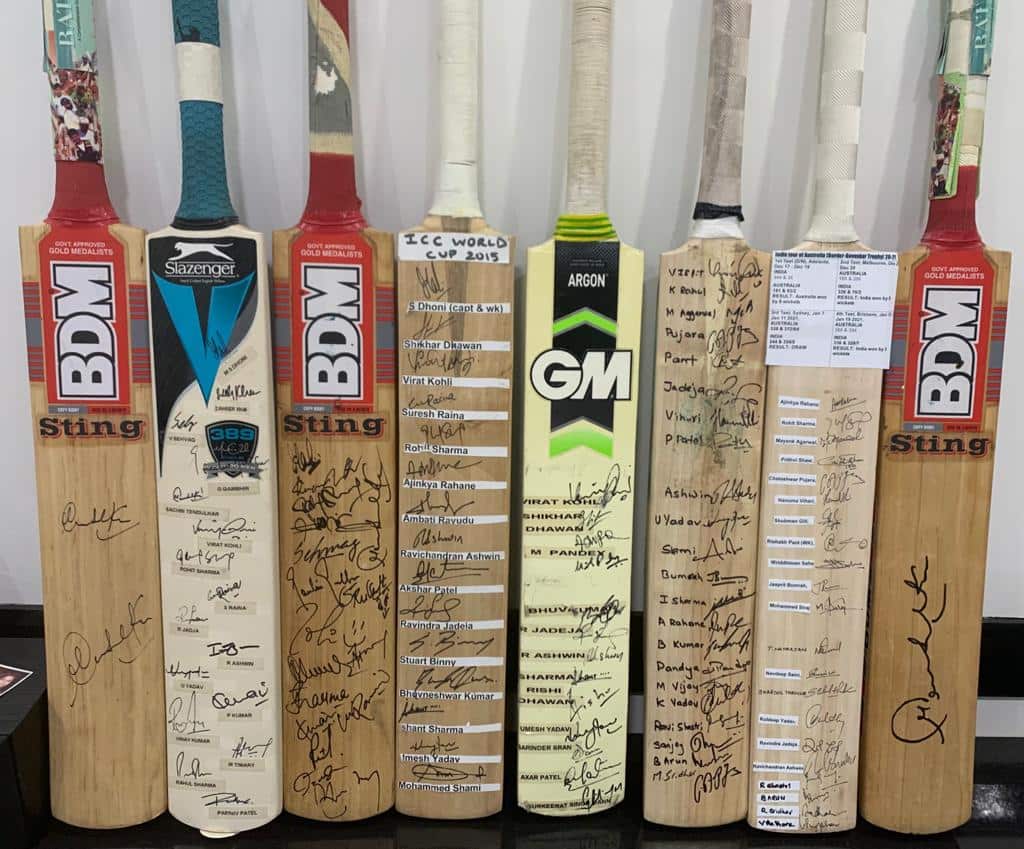 Cricket bats' collection of Sanjiv Dubey