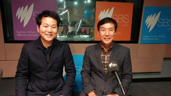 (from left) Sydney Korean Wind Orchestra music director & conductor Jin Won Jang, director Kwan Hee Hong