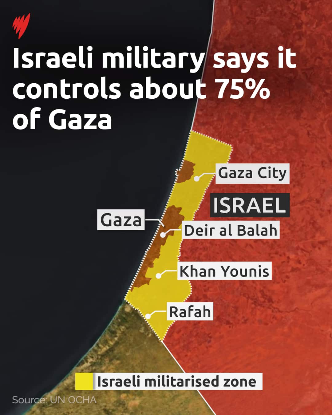 A map shows the Israeli militarised zone around Gaza.