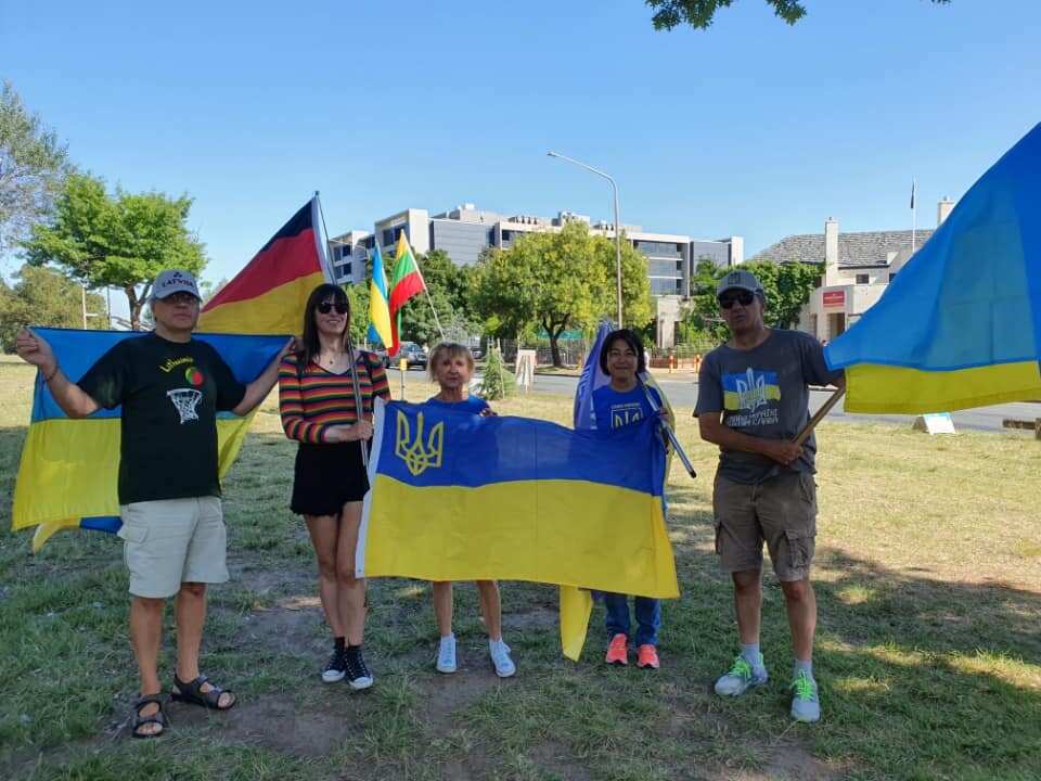 Ukrainian and Australian protesters rally outside the Russian embassy in Canberra. jpg.jpg