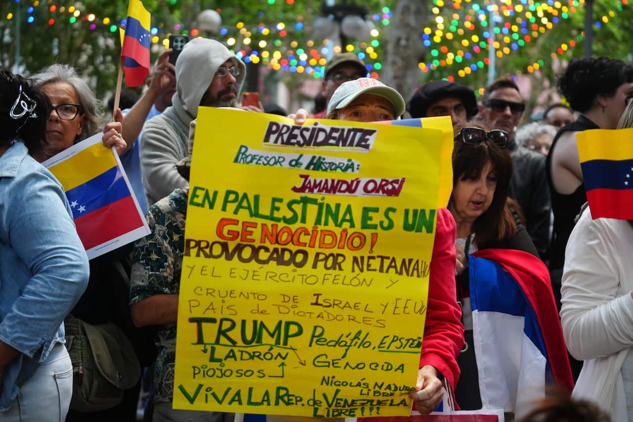 Protesters in Uruguay voice opposition to the US attack on Venezuela