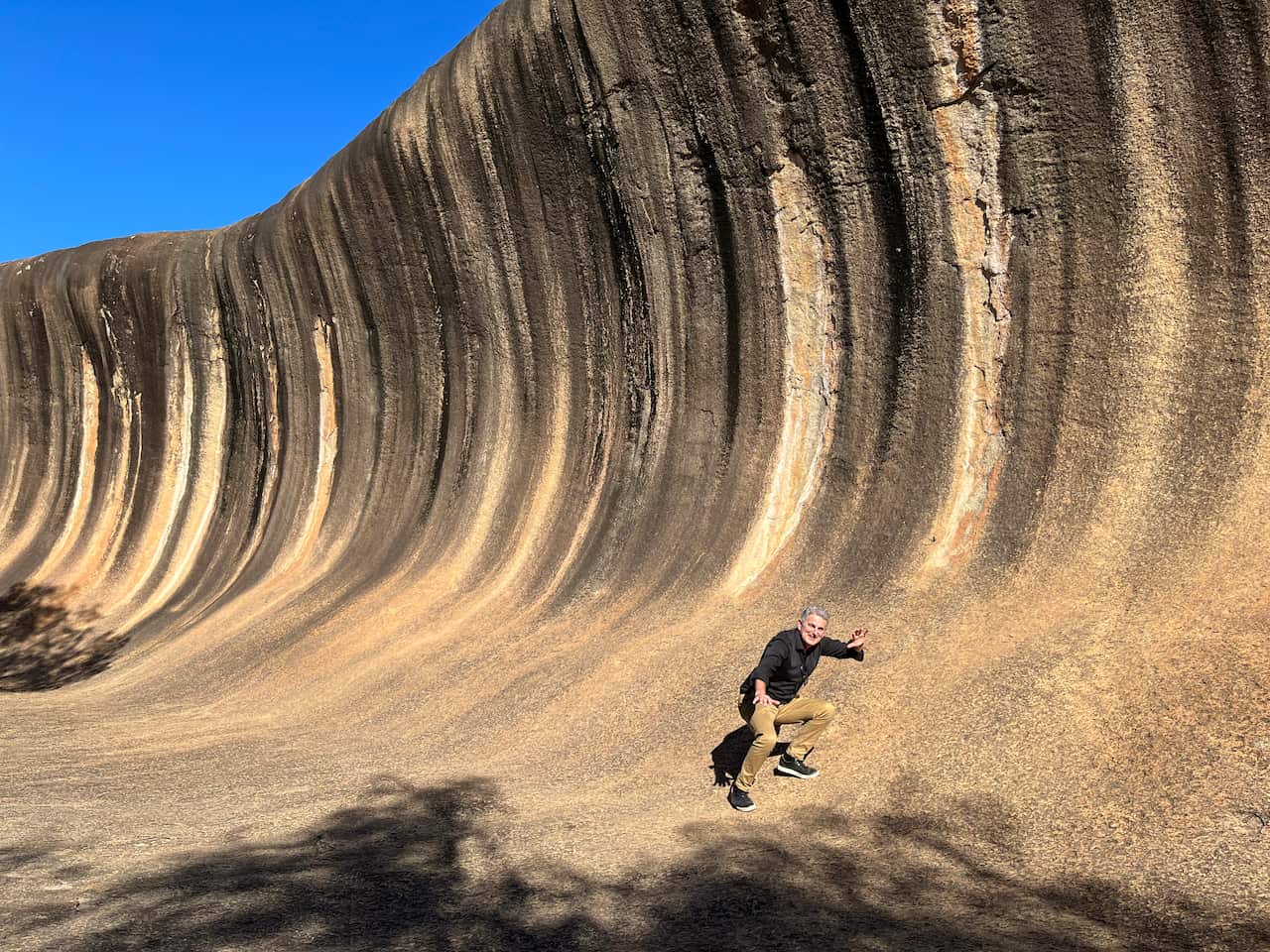 Sergio Libertino at Wave Rock near Hyden, about 300 kilometers from Perth.