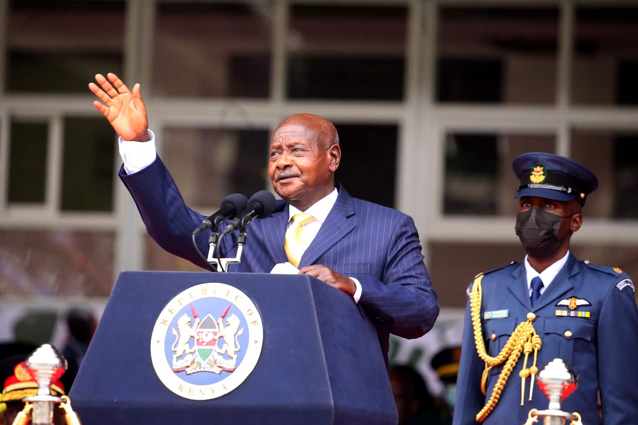 President of Uganda Yoweri Museveni attends Kenya's fifth president William Ruto's inauguration ceremony at Kasarani Stadium in Nairobi, Kenya on 13 September, 2022.